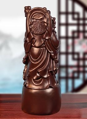 黑檀木雕实木雕刻弥勒佛五子登科摆件八方笑佛像红木家居玄关送礼
