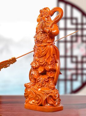 定制花梨实木雕关公关帝立刀摆件关二爷客厅摆设公司开业珈蓝大帝