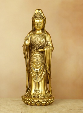 久鉴黄铜南无观世音菩萨佛像摆件