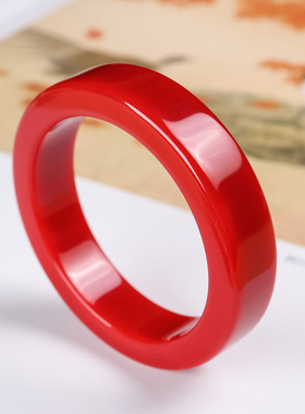 天然和田玉红玉手镯女款时尚玉镯子工镯新疆玉器玉石镯子新款