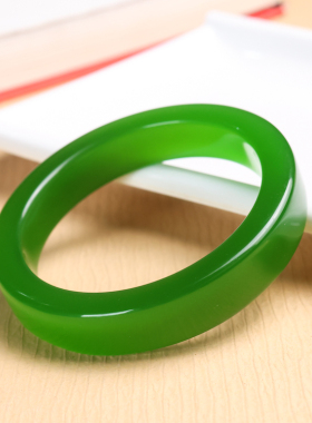 和田玉手镯工镯玉镯女士菠菜绿碧玉女款玉镯子新疆玉器天然玉石