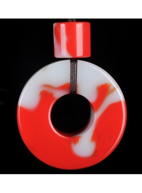 天然鸡血石平安扣手把件 大号平安环和田玉金丝玉车挂手把件