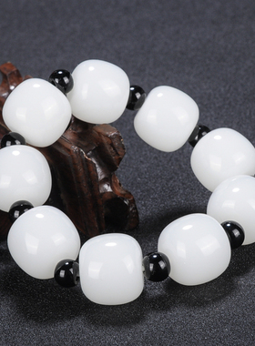 天然和田玉白玉籽料苹果珠手链手串羊脂玉算盘珠男款吉祥手排手把