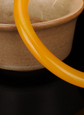 和田玉黄玉复古圆条手镯女款福镯叮当镯新疆玉器黄龙玉玉镯子