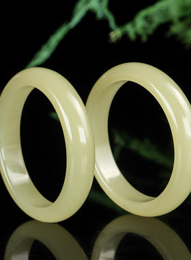 女款玉石手镯和田玉女士扁条玉镯平安镯新疆玉器玉镯子玉手链黄口