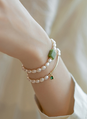 【秋冬特惠】天然珍珠手链 ins小众冷淡风清新绿色送闺蜜女友