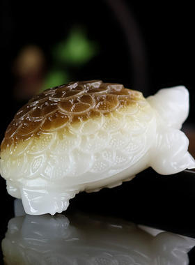 天然新疆和田玉籽料乌龟手把件长寿富贵玉龟把玩件小摆件精雕玉器