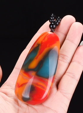 新疆和田玉彩玉籽料原石手把件玉石鸡血玉手玩件挂件天然玉石