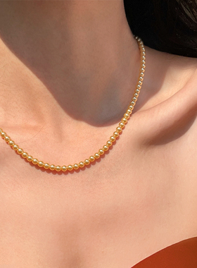【秋冬特惠】浅金色小米粒正圆珍珠锁骨链高级感时尚百搭气质项链