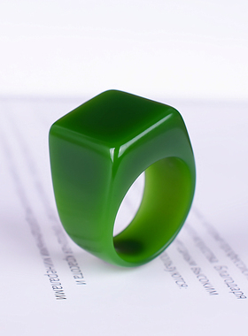 和田玉碧玉戒指玉指环男女款玉石指环扳指菠菜绿玉石戒指