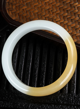 和田玉手镯天然糖玉女款平安镯扁条玉镯少女玉镯子新疆玉器