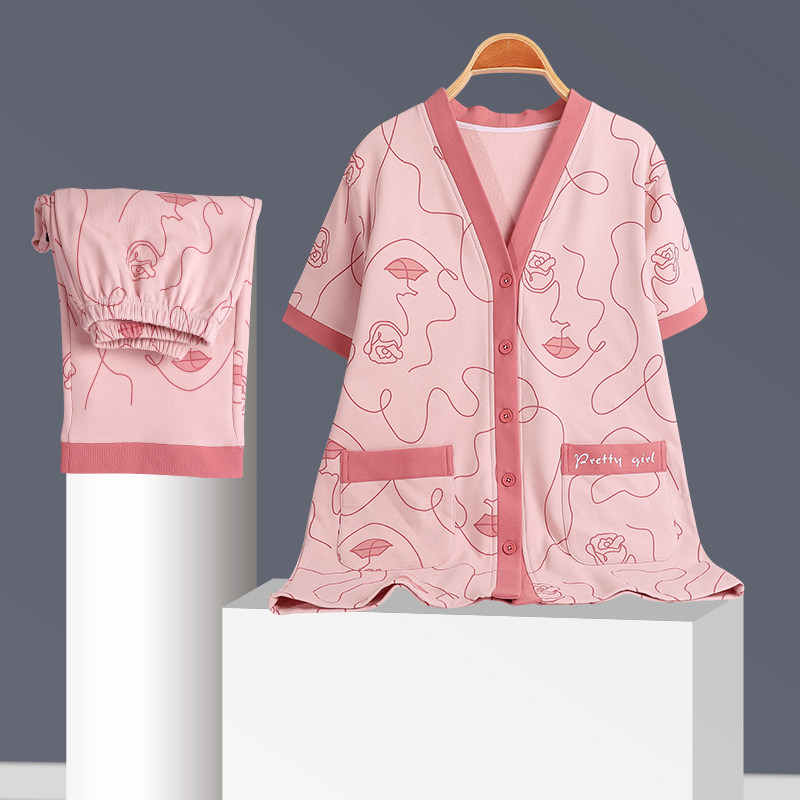 短袖夏季七分裤家居服套装休闲睡衣 姵娇兰睡衣/家居服套装