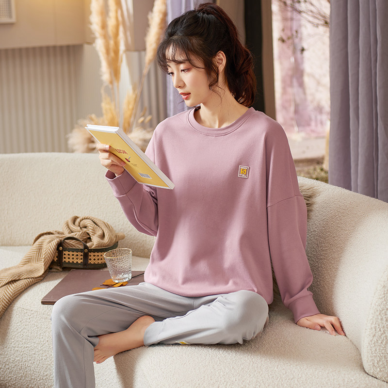 姵娇兰春秋季纯棉长袖休闲风睡衣 姵娇兰睡衣/家居服套装