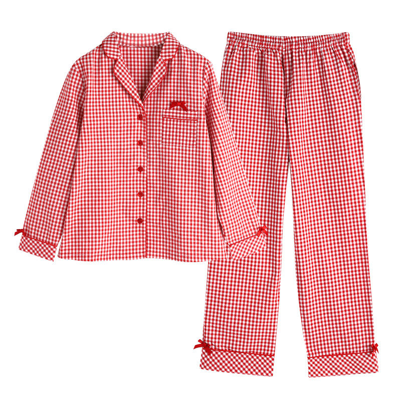 春秋季长袖长裤可爱翻领薄纯棉睡衣 姵娇兰睡衣/家居服套装