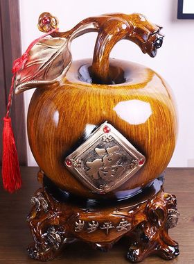 福禄平安苹果摆件中式招财客厅电视酒柜装饰品存钱罐乔迁新居礼品