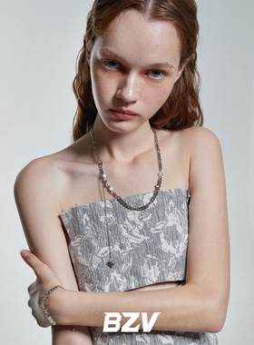 BZV原创重组破碎圆珠长吊坠项链