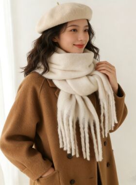 纯色保暖加厚围巾女冬季氛围2026新款高级感韩版学生围脖百搭披肩