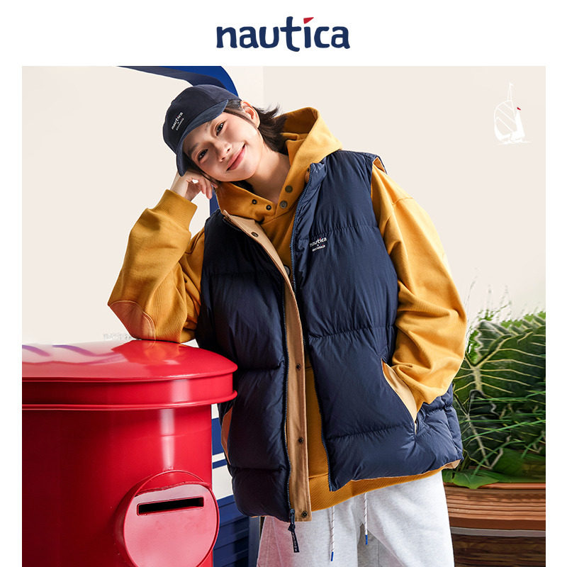 【联名系列】nautica白帆 x 爆尼膏撞色双面穿羽绒背心BGJW5402,淘宝优惠券,粉丝福利购,淘宝优惠卷