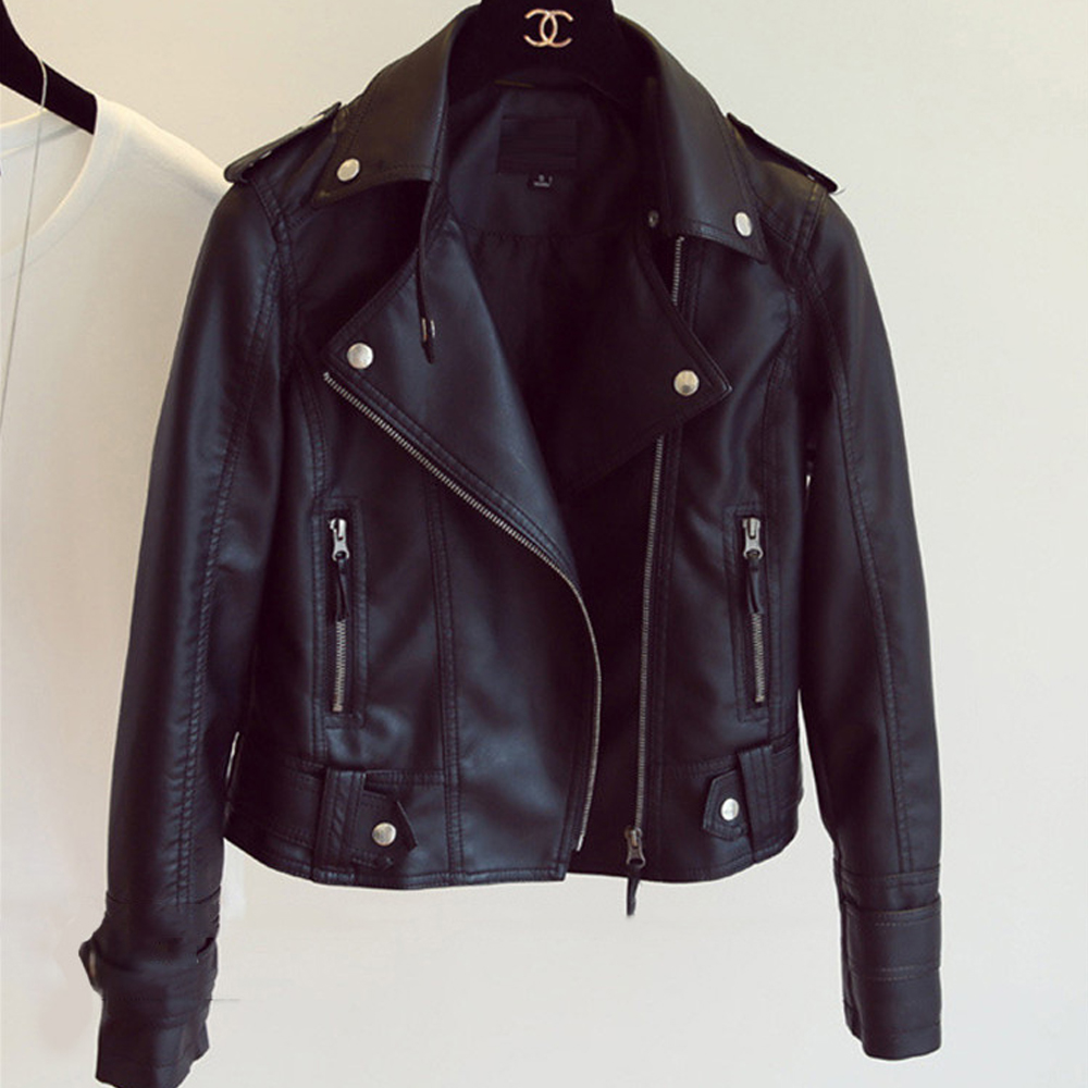 New slim leather biker jacket with lapels修身翻领机车皮夹克-图1