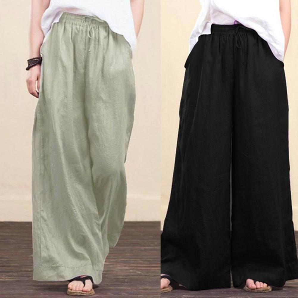 Women's solid cotton linen wide leg pants女士纯色棉麻阔腿裤,淘宝优惠券,粉丝福利购,淘宝优惠卷
