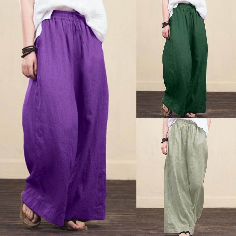 Women's solid cotton linen wide leg pants女士纯色棉麻阔腿裤,淘宝优惠券,粉丝福利购,淘宝优惠卷