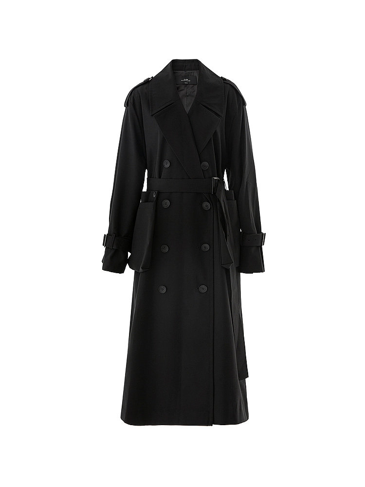 AUM噢姆春季廓形黑色呢子风衣外套女,淘宝优惠券,粉丝福利购,淘宝优惠卷