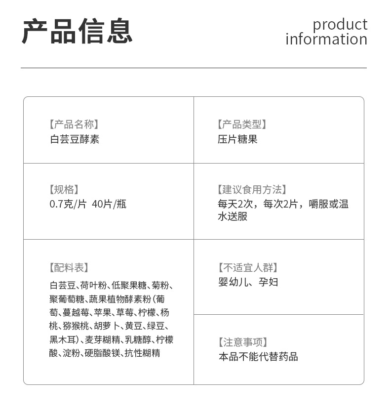 康乐君白芸豆片膳食纤维果蔬酵素片压片糖果压缩阻断阻隔白云豆 - 图2