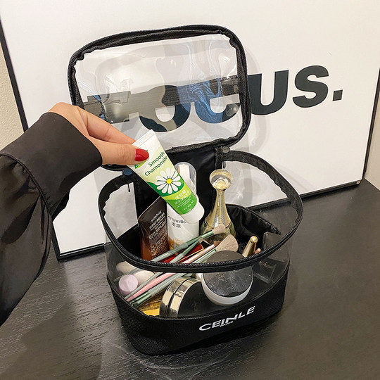 新款韩版透明高颜值化妆包女便携大容量时尚防水洗漱包化妆箱