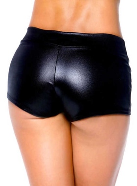 黑色低腰印花短裤