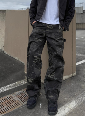 Men's mid waist straight leg work pants男士中腰直筒工装裤