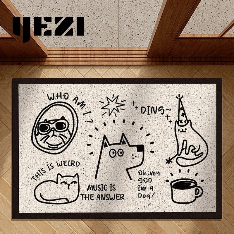 狗狗进门换鞋创意丝圈入户门地垫防滑耐脏脚垫玄关大门地毯可裁剪,淘宝优惠券,粉丝福利购,淘宝优惠卷