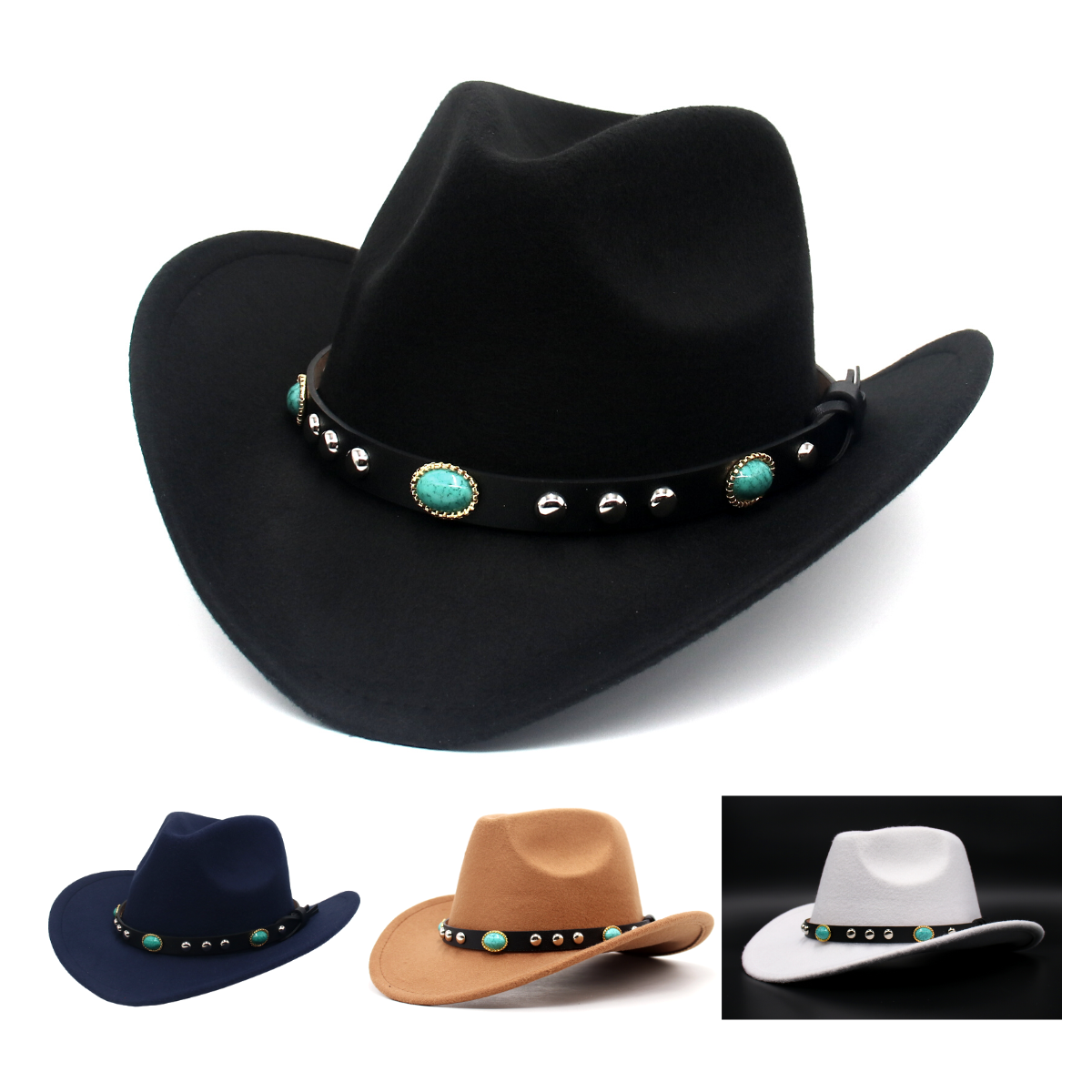 仿绿松石藏族礼帽男女西部牛仔帽草原毡帽复古爵士帽蒙古帽民族风,淘宝优惠券,粉丝福利购,淘宝优惠卷