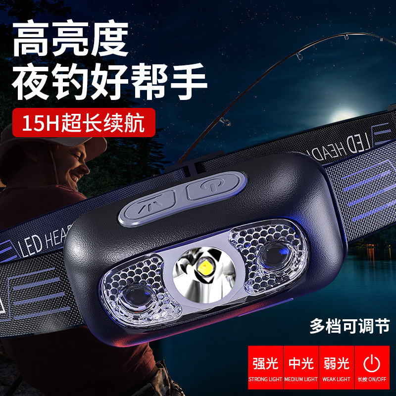 奥克斯强光充电超亮感应头戴式头灯 奥克斯优蓝头灯