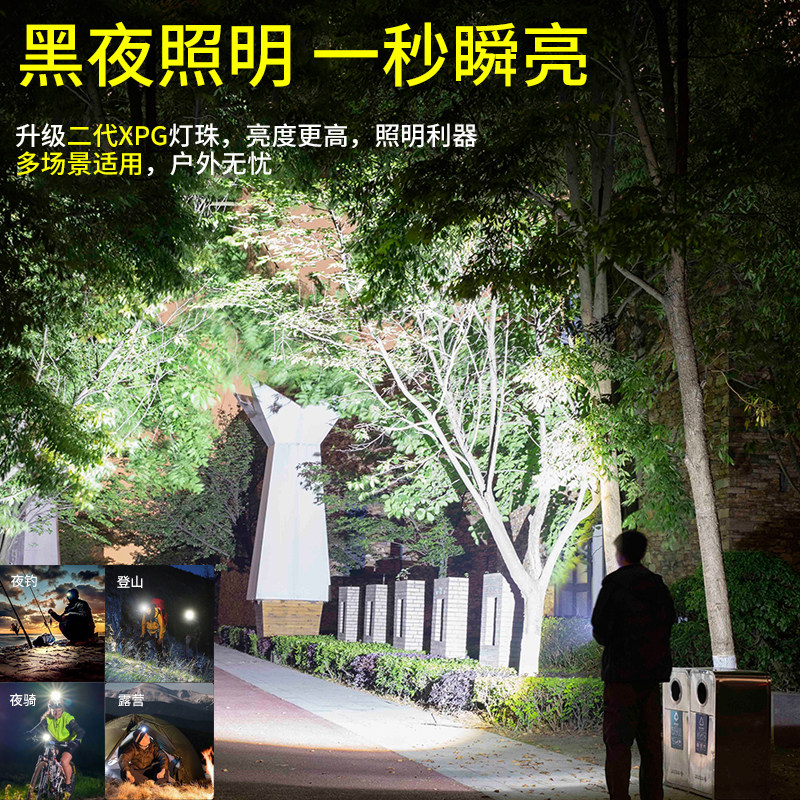 奥克斯强光充电超亮头戴式户外头灯 奥克斯优蓝头灯