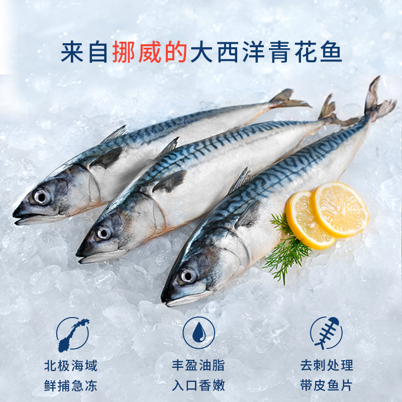 市舶士挪威进口青花鱼片超大鲭鱼新鲜冷冻日式无盐烧烤深海鱼900g,淘宝优惠券,粉丝福利购,淘宝优惠卷