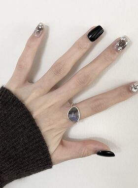 S925纯银戒指女新款简约光月水晶镶嵌式百搭气质小众高级感女潮饰