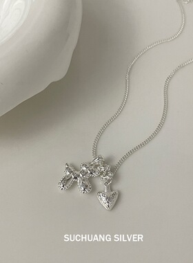 S925纯银可爱小狗项链女生百搭小众高级感轻奢设计锁骨链颈链潮饰