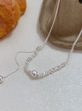S925纯银重工碎银子项链韩板新款ins百搭小众锁骨链优雅大方颈链