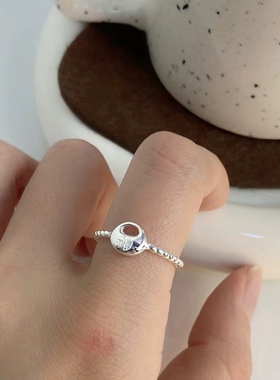 S925纯银福字戒指简约小巧个性时尚指环ins开口设计百搭甜美风潮