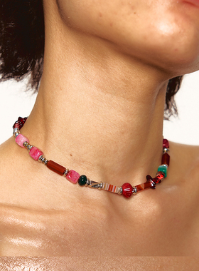 项链天然彩石1JINNM2M捷克琉璃