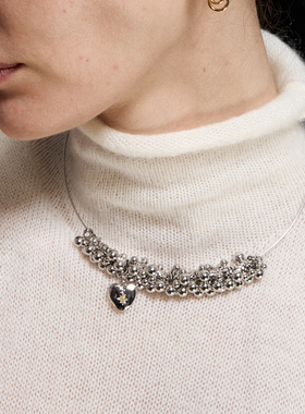 1JINN M2M【12.8号20点开卖】时尚银珠爱心吊坠项链女极简风项圈