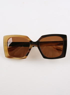 牛角太阳眼镜街拍透明黄黑色条纹旅行遮阳防晒大方框蝶形偏光墨镜