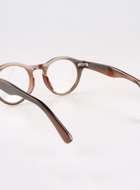 两颗银色铆钉饰果冻咖啡红色印度牛角圆形框光学眼镜架太阳镜墨镜