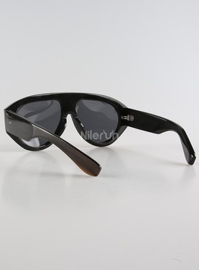 黑色水牛角飞行员式太阳眼镜箭头米钉金属饰片大框遮阳墨镜男士