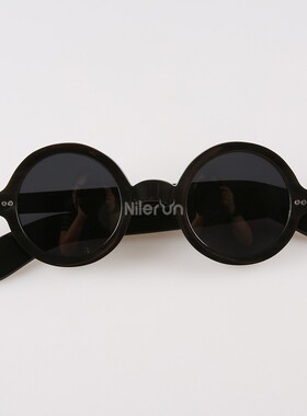 欧美热销品牌铆钉饰圆边框黑色水牛角TAC偏光墨镜太阳眼镜男女