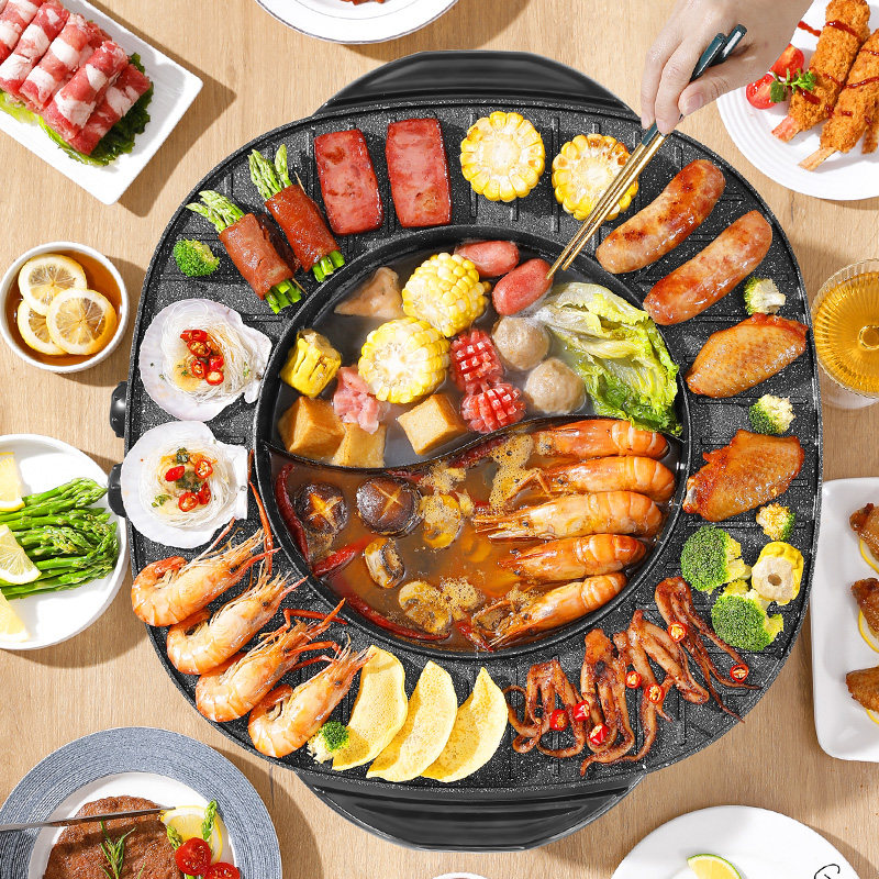 长虹电烤盘火锅锅家用电涮烤料理锅 长虹挺铭烤串机/电烤炉