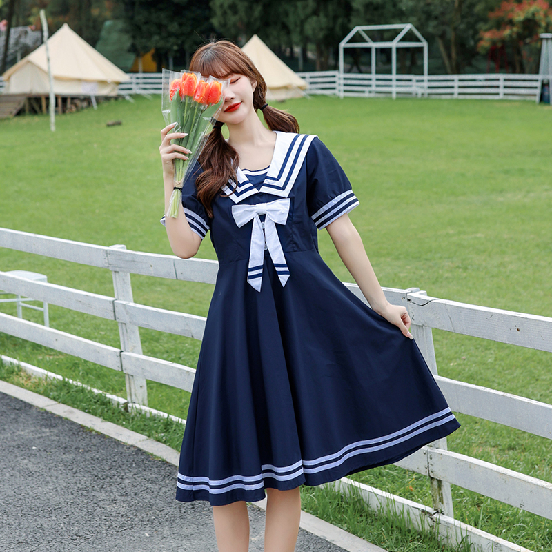 2022新款水手服连衣裙学院风水少女高中初中学生夏装日系jk裙