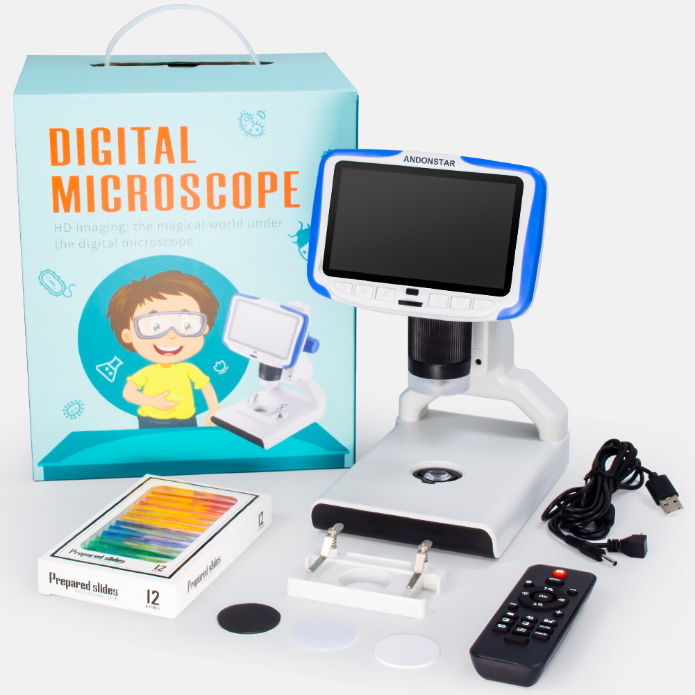 科教实验玩具儿童显微镜 200倍5寸IPS屏数码显微镜 电子显微镜205