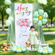 Pink plaid flowers princess birthday background cloth
