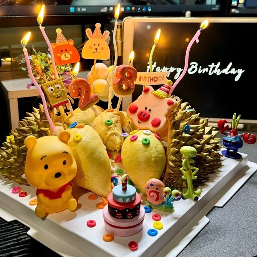 热款网红榴莲生日蛋糕装饰diy材料全套插件卡通可爱小熊蜡烛配件,淘宝优惠券,粉丝福利购,淘宝优惠卷